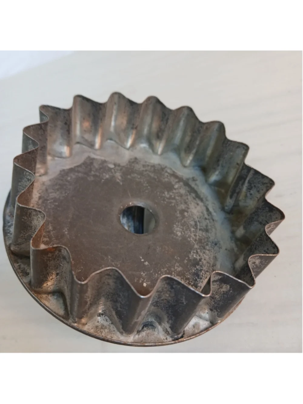 Antique Tin Soldered Pastry Cookie Cutter Biscuit Metal Round Scalloped Edge VTG